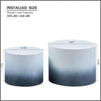 Small Round Coffee Table Nesting End Table Set of 2, MDF Side Circle Accent - Image 3