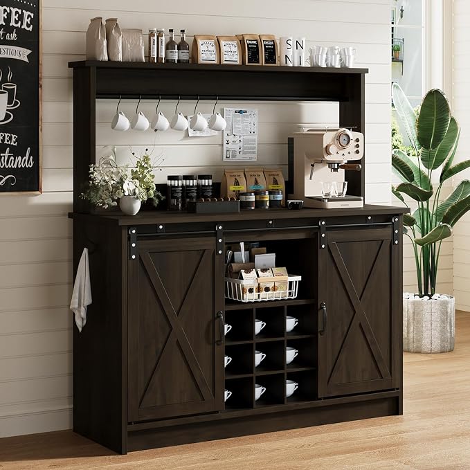 4ever2buy Farmhouse Coffee Bar Cabinet by 4ever2buy