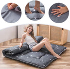 MAXYOYO Grey Triangle Japanese Floor Futon Mattress, Tatami Floor Mat Portable - Image 5