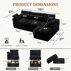 Upgrade Boneless Couch with Storage, Extra Deep&High Seat Modular Sectional - Image 3