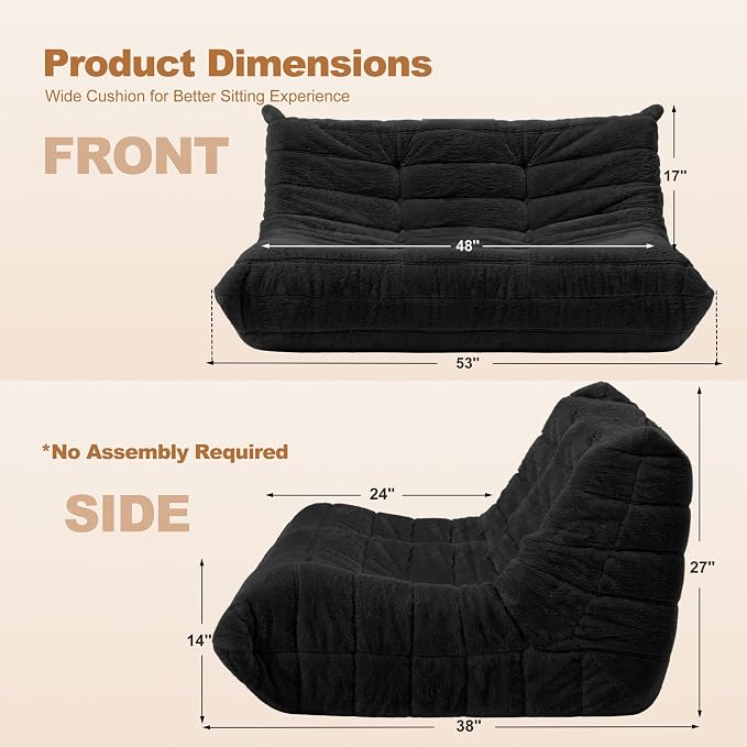 Bean Bag Loveseat Chair Big Sofa Beanbag Chair - Image 2