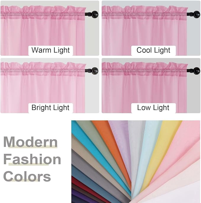 Sheer Pink Curtains for Bedroom Living Room 63 Inch Length 2 Panels, Airy Soft - Image 7