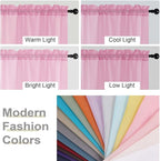 Pink Sheer Curtains 84 Inches Long 2 Panels, Soft Airy Light Filtering Curtains - Image 7