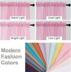 Sheer Pink Curtains for Bedroom Living Room 54 Inch Length 2 Panels Set - Image 7