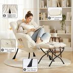 Lvory Lazy Chair with Ottoman, Large Velvet Accent Chair with a Throw Pillow - Image 2