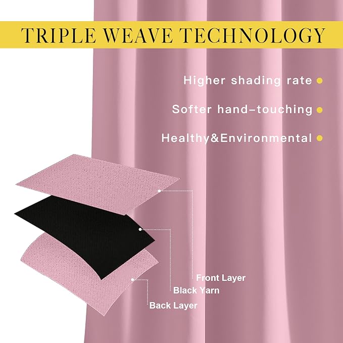NICETOWN Blackout Curtain Drape 72 inch Long - Image 3
