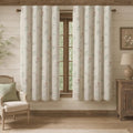 Boho Floral 100% Blackout Curtains 63 Inch 2 Panels Linen Texture | Farmhouse by Unknown