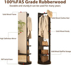 WoodsWhisper Full Length Mirror Coat Rack Solid Wood Floor Mirror 70"x16" Full - Image 3