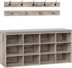 HOOBRO Shoe Storage Bench with Cushion, 39.4" L Entryway Bench with 12 Cubbies by HOOBRO