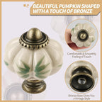 Ivory Pumpkin Knobs 12 Pack Ceramic Cabinet Knobs Vintage Drawer Pulls - Image 3