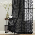 YJ YANJUN Vintage Lace Curtains 84 Inches Long-Victorian Floral Pattern Black - Image 6