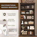 TVU 6-Tier Wooden Bookshelf, 76 Inch Tall Bookshelf - Image 4