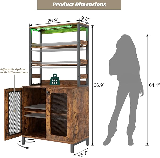 Aheaplus Bar Cabinet with Power Outlets, Coffee Bars Station - Image 2