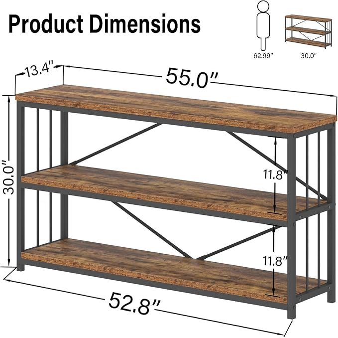 LVB Industrial Console Entryway Table, Metal Wood Rustic Sofa Table - Image 2