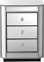 3-Drawer Mirrored Nightstand Bedside Table, Modern Mirrored End Side Table - Image 9