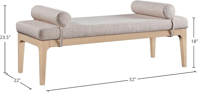 Meridian Furniture 22072Beige Priscilla Collection Art Deco Bench - Image 3