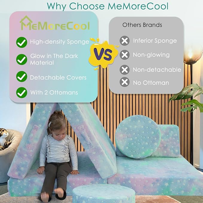 MeMoreCool Toddler Play Couch, 8-Piece Modular Kids Couch Set - Image 6