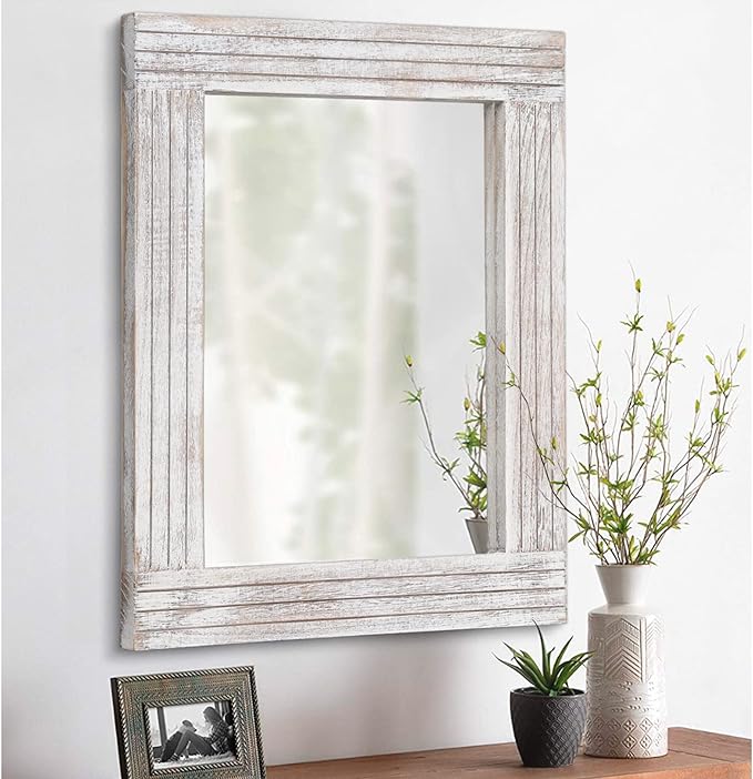 Mirrors for Wall Rustic Wooden Frame Rectangle Mirror Vintage Hanging Mirror by HLFMVWE