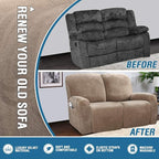 H.VERSAILTEX Velvet Stretch Recliner Couch Covers 6-Pieces Recliner Loveseat - Image 5