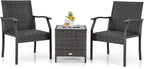 Tangkula 3 Pieces Patio Wicker Chair Set, Waterproof All Weather Resistant by TANGKULA