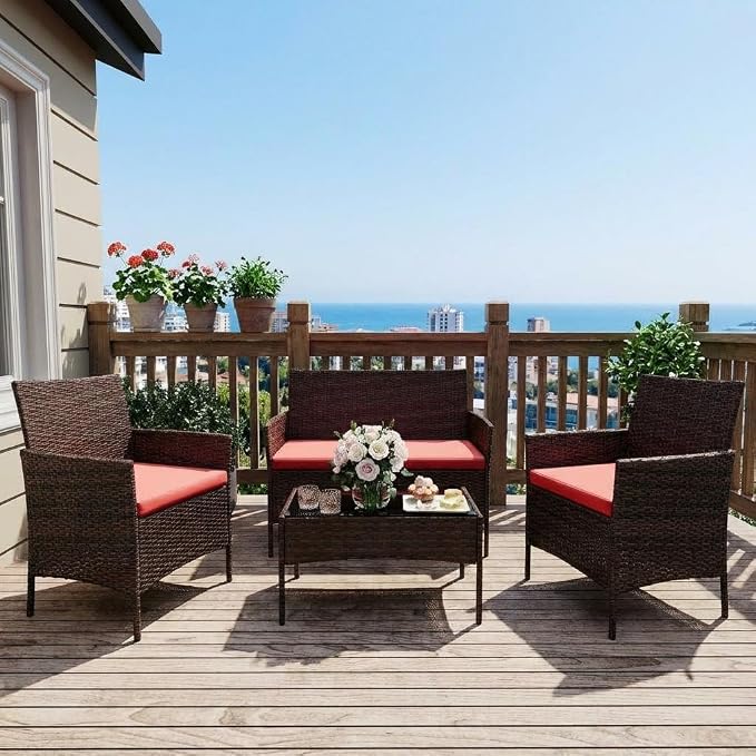 GarveeHome Modern 4-Person Outdoor Bistro Set by GarveeHome