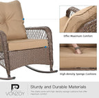 Patio Furniture Set 3 Pieces, Wicker Rocking Bistro Set - Image 5