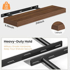 Fun Memories Floating Shelves for Wall, 24 Inch Set of 2 Rustic Wood Wall - Image 4