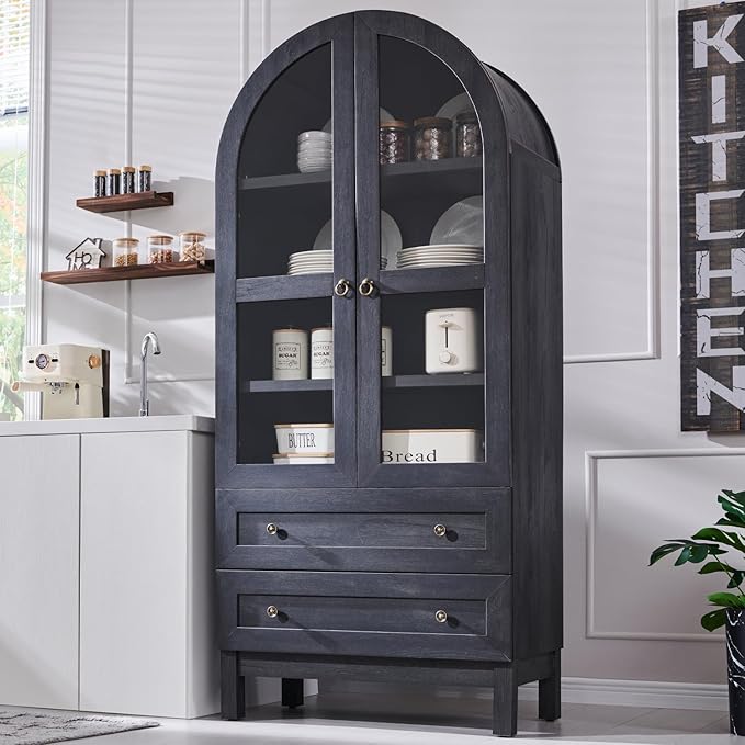 IFGET 71" Tall Arched Kitchen Pantry Cabinet, Wood Kitchens Storage Cabinets by IFGETEnrichYourLivingSpace