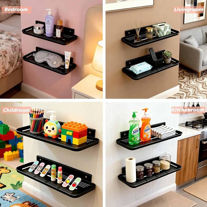 2pc Wall Mounted Floating Shelf, Self Adhesive Small Shelf, No Drill Shelves - Image 4