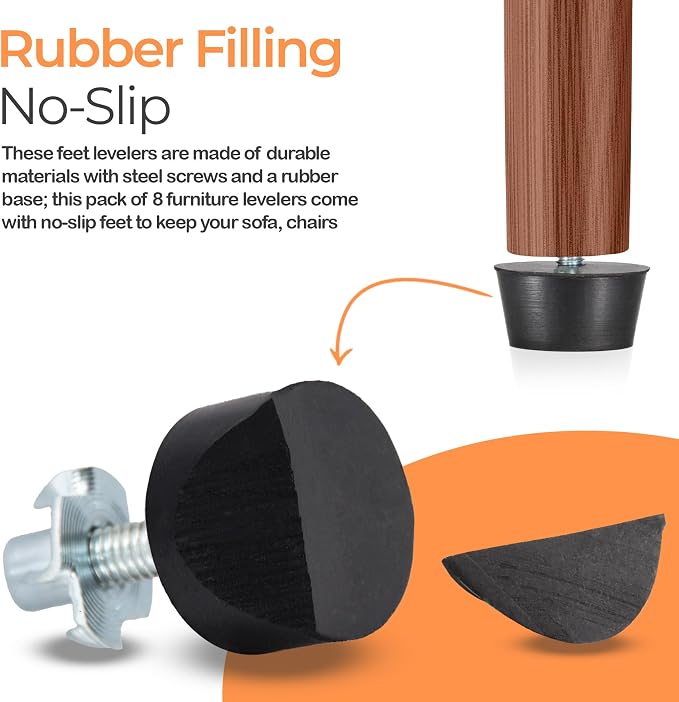 NEWBYTEK M6 Thread Furniture Feet Levelers, Floor Protection Feet Glides - Image 4