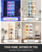 Glass Display Cabinet, 4-Tier Curio Cabinet, Adjustable Shelves, 000 Color - Image 3