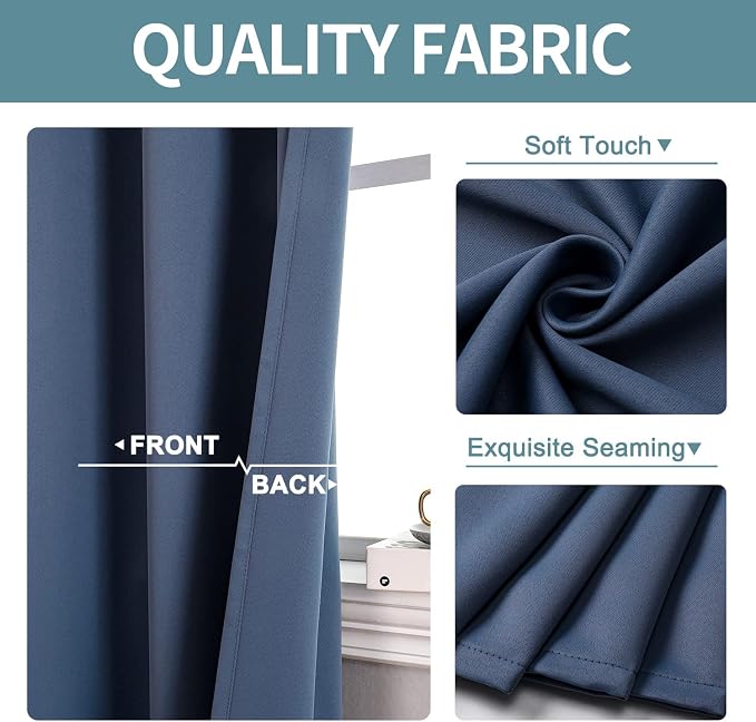 ChrisDowa Blackout Curtains for Bedroom and Living Room 63 Inches Long | 2 - Image 3