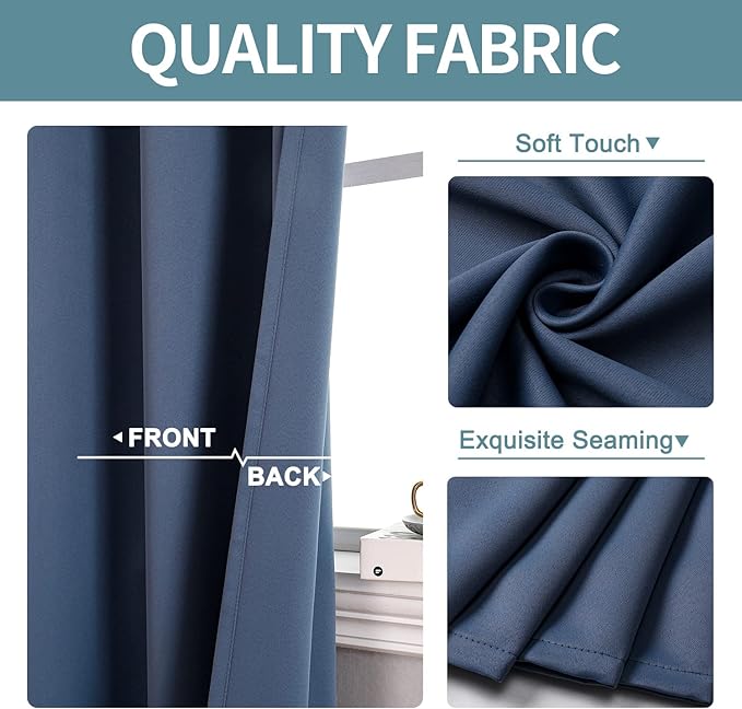 ChrisDowa Blackout Curtains for Bedroom and Living Room 54 Inches Long | 2 - Image 3