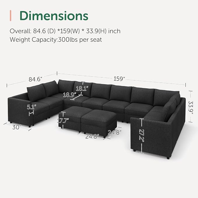 HONBAY Modular Sectional Sofa Sleeper Couch - Image 2