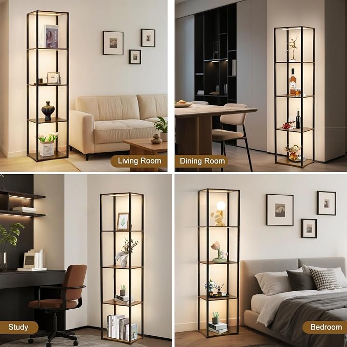 Corner Shelf with Lights, 5-Tier Display Shelf Curio Cabinet, 3 Color Dimmable - Image 7