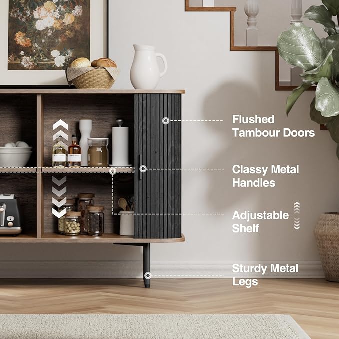 47''W x 32''H Black Buffet Sideboard Cabinet - Image 7