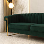 Mid-Century Modern Green Velvet Sofa - Image 6