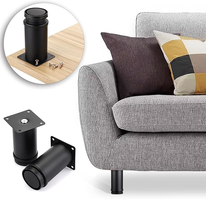 OwnMy 4PCS 4 Inch Furniture Legs Feets Metal Cabinet Legs, Adjustable Round - Image 6