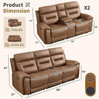 ANJ 3-Piece Faux Leather Power Recliner Sofa Set - Image 2