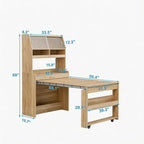 Kitchen Storage Cabinet with Hutch and Extendable Dining Table, 33.5" - Image 8