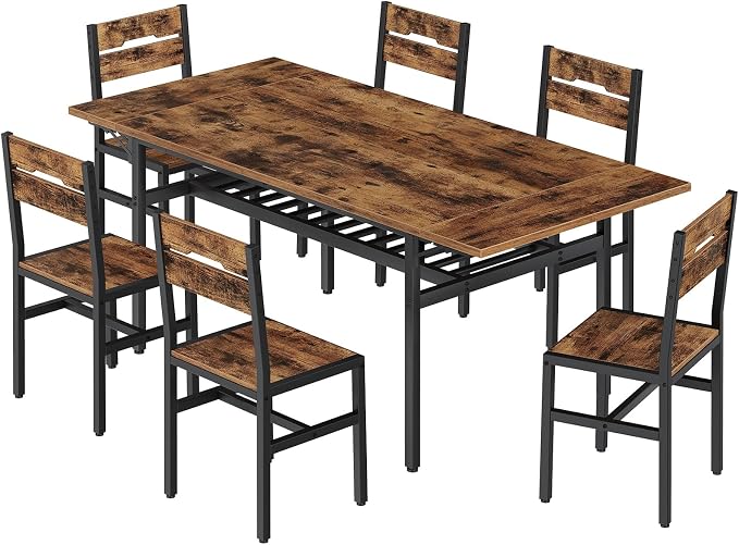 RALGEND 7-Piece Dining Table Set, Industrial Style Kitchen Set - Image 9