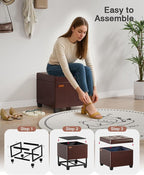 ABHENG Synthetic Leather Cover Steel Frame Ottoman - Image 7