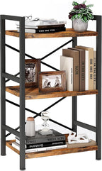Homeiju Bookshelf, 3 Tier Industrial Bookcase, Metal Small Bookcase, Rustic - Image 9