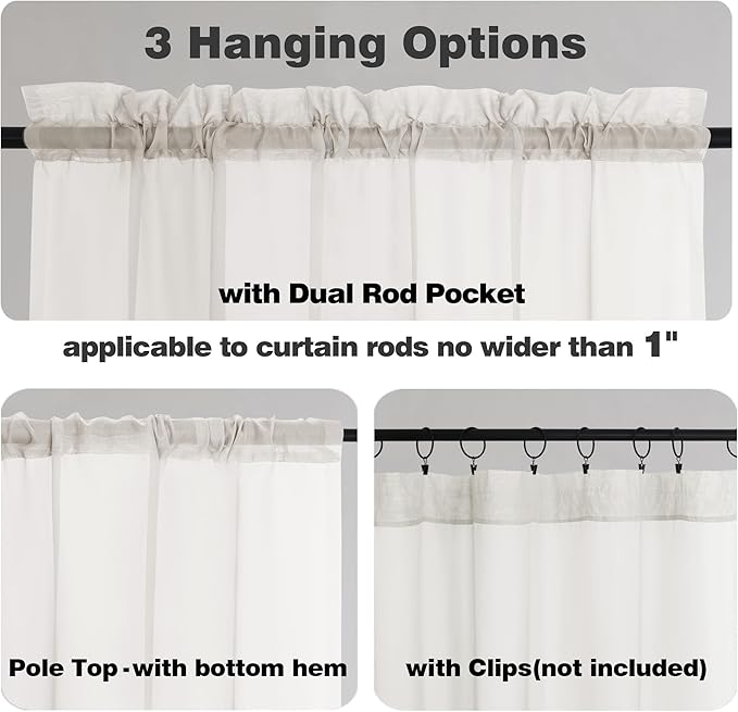 Chyhomenyc Ivory Sheer Curtains 90 Inches Long 2 Panels, Light Filtering Ivory - Image 3