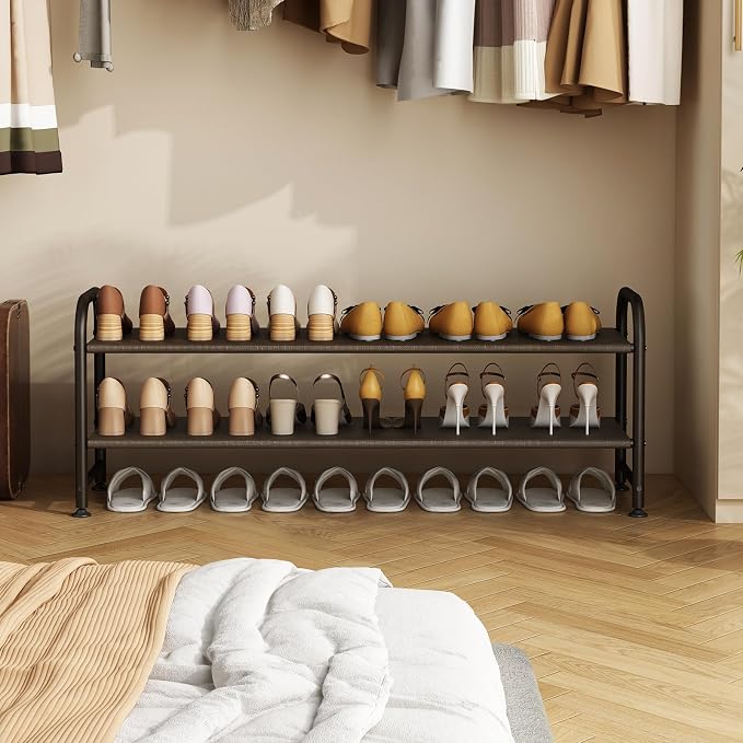 INGIORDAR Shoe Rack 2 Tier Long Storage Organizer Wide Metal Shoe Shelf - Image 2