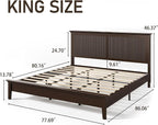 Lifezone King Bed Frame with Headboard, Solid Wood Bed Frame King Size with - Image 2