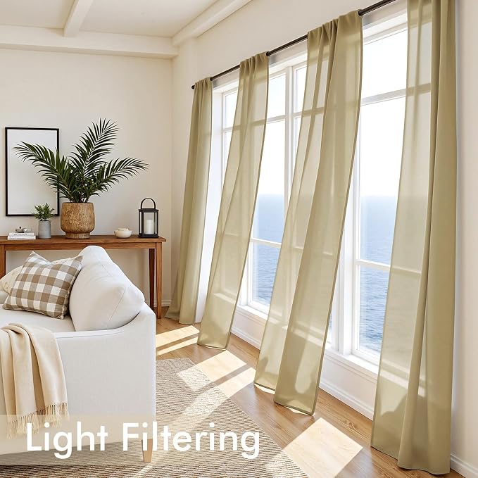 MIULEE Gold Sheer Curtains 84 Inches Long 4 Panels 42 x 84 Inches | Light - Image 4