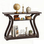 SUPER DEAL Narrow Console Table, 3 Tier Entryway Table, Wood Sofa Table by Superdeal