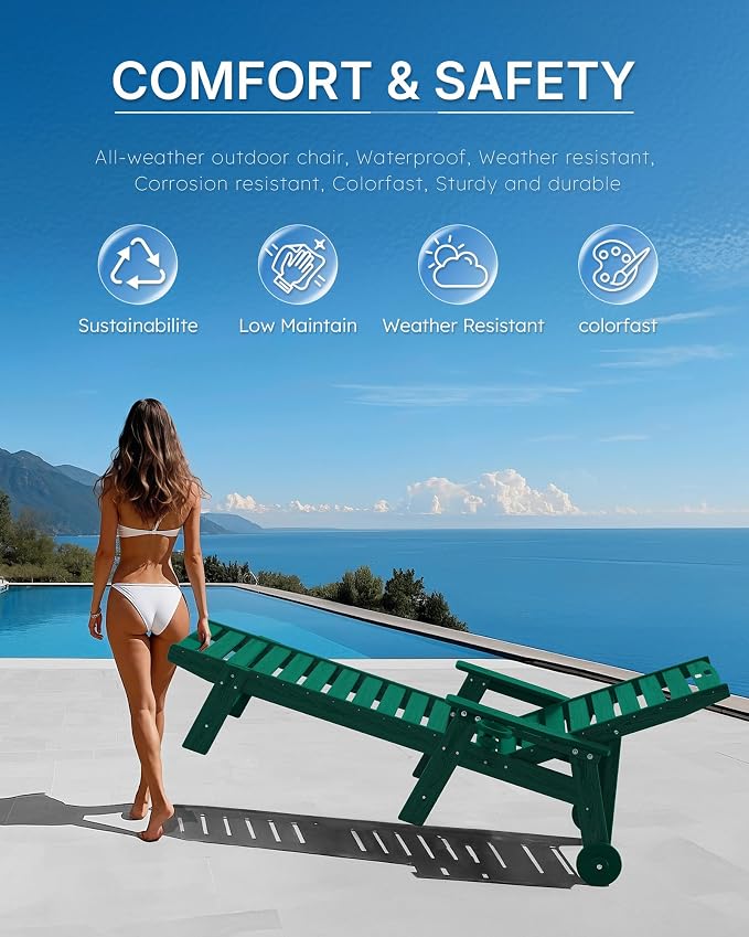 Patio Chaise Lounge Chair Set of 4, Oversize Lounge Chairs - Image 7