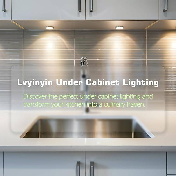 Under Counter Lights, Curio Cabinet LED Puck Lighting, 110V Wall Plugged in - Image 6